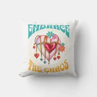 Embrace the Chaos Throw Pillow Teal and Orange