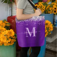 Indigo and Lilac Purple Signature Monogram Foil Tote Bag