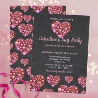 Luxury Sparkling Gemstone Hearts Valentine's Day Invitation