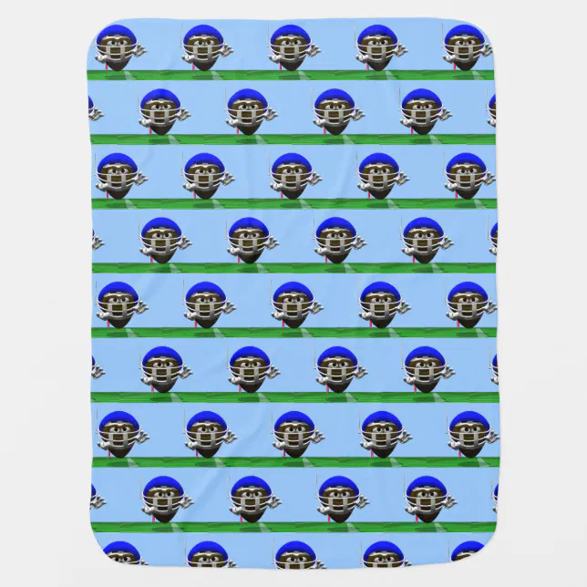 Funny Cartoon Football in a Helmet Baby Blanket