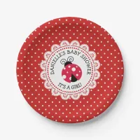 Personalized Red Ladybug Baby Shower Paper Plates