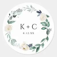 Elegant Emerald Greenery Wedding Favor Classic Round Sticker