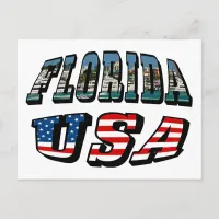 Florida State and USA Flag Text Postcard