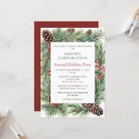 Elegant Pine Berries Corporate Holiday Party  Invitation