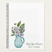 Watercolor Purple Sweet Pea Flowers Planner