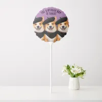 Cute Chic Corgi Dogs Wish You Happy Birthday Balloon