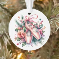 Ballet Slippers, Flowers Personalized Christmas Ornament