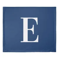 Navy Blue and White Large E Monogram Duvet Cover