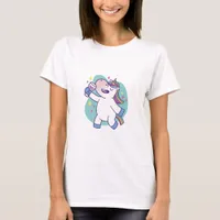 Colorful Unicorn Drinking Wine T-Shirt