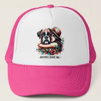 Woman Hugging Bulldog in Hat