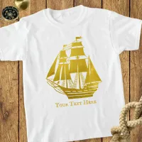 Personalized Sailing Faux Gold Nautical Tall Ship T-Shirt