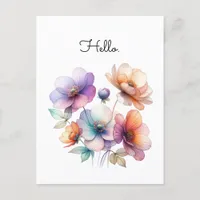 Bouquet of Watercolor Flowers Customizable Postcard