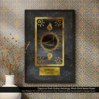 Capricorn Dark Zodiac Astrology: Black Gold Name Poster