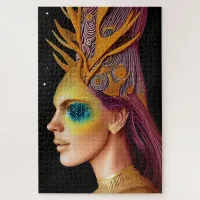 All That Glitters - Cosmic Goddess Portrait Art Jigsaw Puzzle