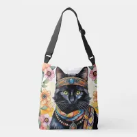 Trippy Hippy Cat  Crossbody Bag