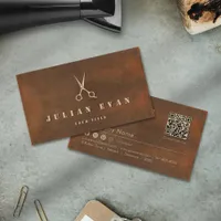  Rustic Iron Hair Scissors Logo Hairstylist Business Card