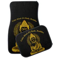 Golden Buddha Sculpture in Serene Meditation Pose Car Floor Mat