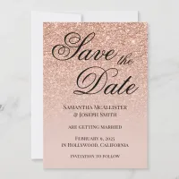 Antique Rose Gold Glitter Gradient Save The Date