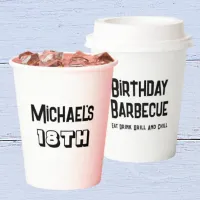 Boys BBQ Grill Cookout 18th Birthday Party Paper Cups