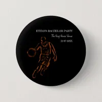 Basketball Orange Black Bachelor / Birthday Party Button