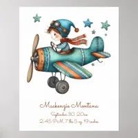 Personalized Whimsical Illustration for Baby Poster