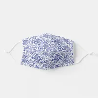 Boho Chic Blue White Paisley Pattern Adult Cloth Face Mask