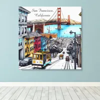 San Francisco, California Comic Book Style Art Canvas Print