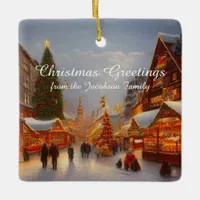 Kitsch German Style Market Christmas Greetings Ceramic Ornament