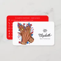 Patriotic African American Nail Salon Branding Business Card