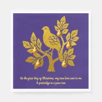 Partridge In A Pear Tree Purple Gold Christmas