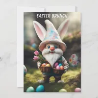 Rabbit Gnome Egg Basket Easter Brunch Invitation