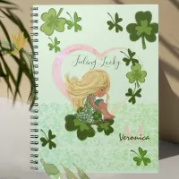 Feeling lucky Shamrock Girly Green Notebook