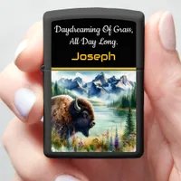 Exploring the Serene Landscape With Buffalo Bisons Zippo Lighter