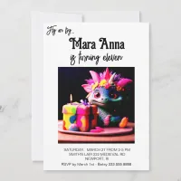 *~* Neon AP88 Baby  Dragon Photo Birthday Party Invitation