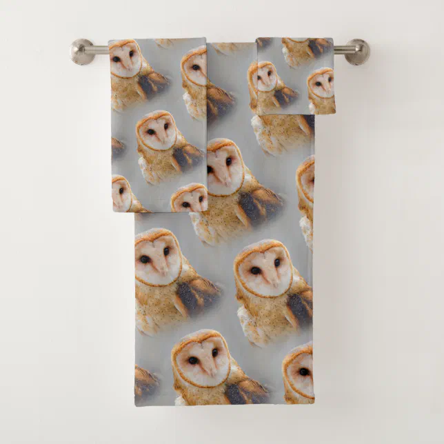 A Serene and Beautiful Barn Owl Bath Towel Set