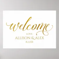 Sketched C Wedding Welcome Sign -Faux Foil (Gold)