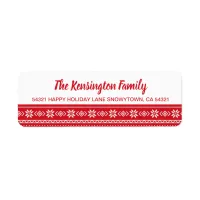 Festive Red Snowflake Holiday Sweater Pattern Label