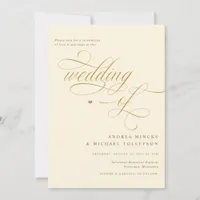 Elegant Cream and Gold Calligraphy Wedding Invitation