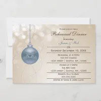 gold blue ornament winter Wedding Rehearsal Invite