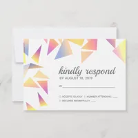 Pastel Multi-Colored Confetti White Wedding RSVP Card