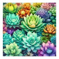 Colorful Succulents Collage Acrylic Print