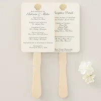 Vintage Single Seashell Wedding Program Menu Combo Hand Fan