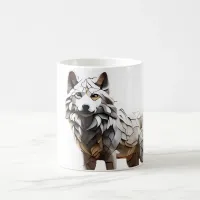 Cute White Wolf Mosaic Mug Design 