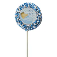 It's a Boy, Cute Baby in Blue Blanket Baby Shower Chocolate Dipped Oreo Pop