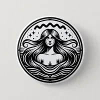 Horoscope Sign Aquarius Symbol Women in Water Button