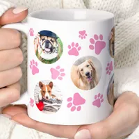 Pink Pawprint 8 Pet Dog Photo Collage Coffee Mug