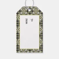 Olive and Black Filigree Patterned Gift Tags