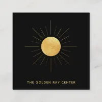 *~* Gold Foil Sun +  Golden Rays Spiritual Center Square Business Card
