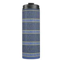 Blue Gold Christmas Pattern#35b ID1009 Thermal Tumbler