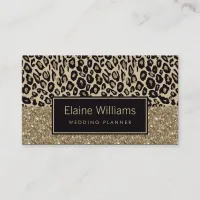 glitter gold black Leopard print chic Cards